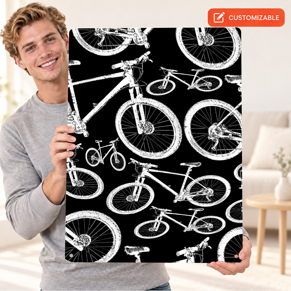Mountain Biking Europe - Aluminiowy plakat z grafiką przedstawiającą rower